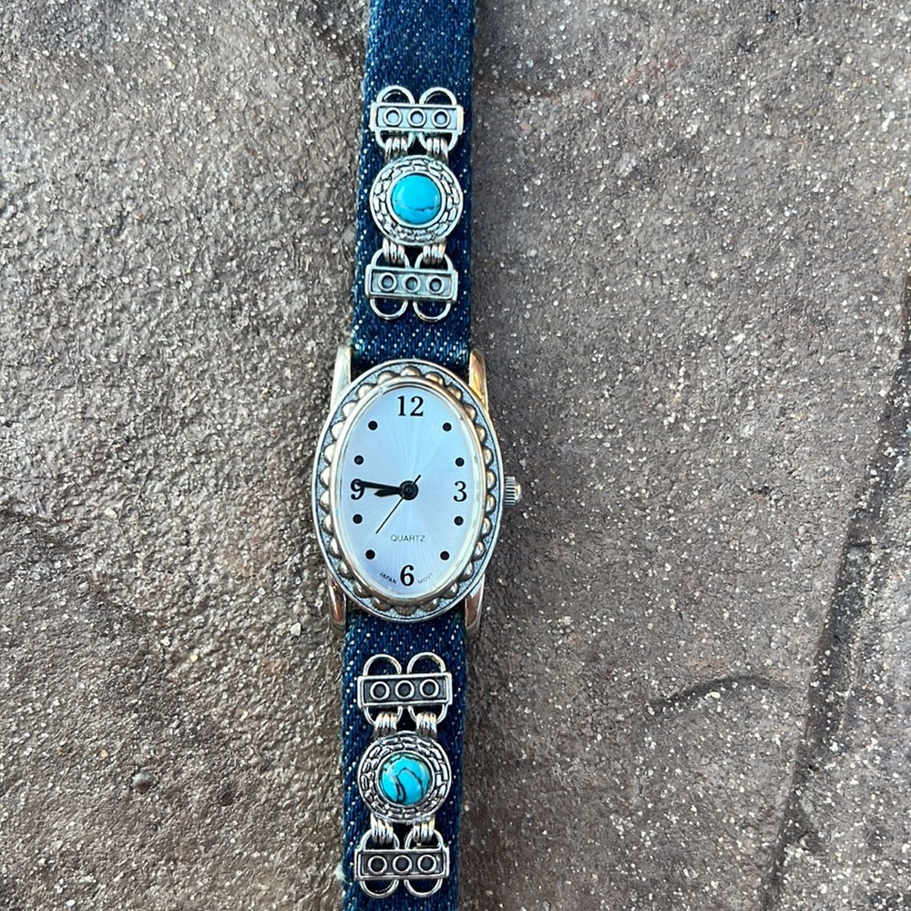 No brand vintage denim watch